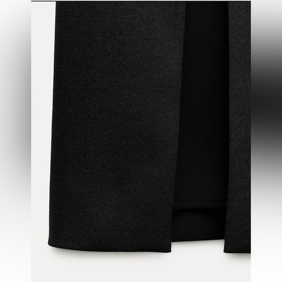 Zara Black Slit 100% Wool high waist Midi Skirt ZW Collection NWT - Picture 9 of 15
